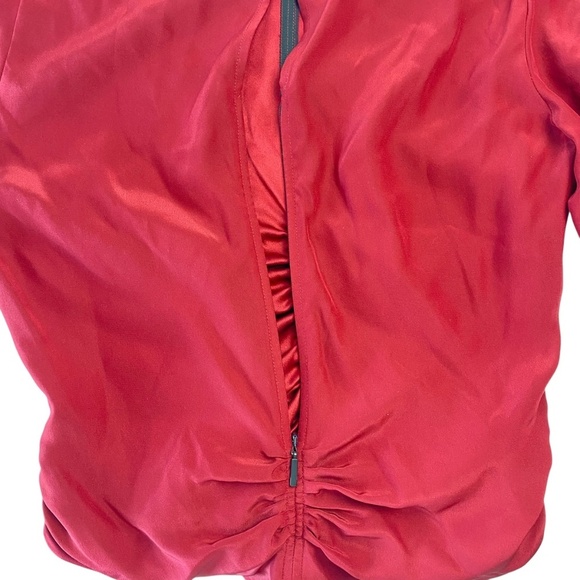 RAG & BONE Maris Deep Berry Silk Ruched Short Sleeve Top Size 2 - Picture 6 of 9